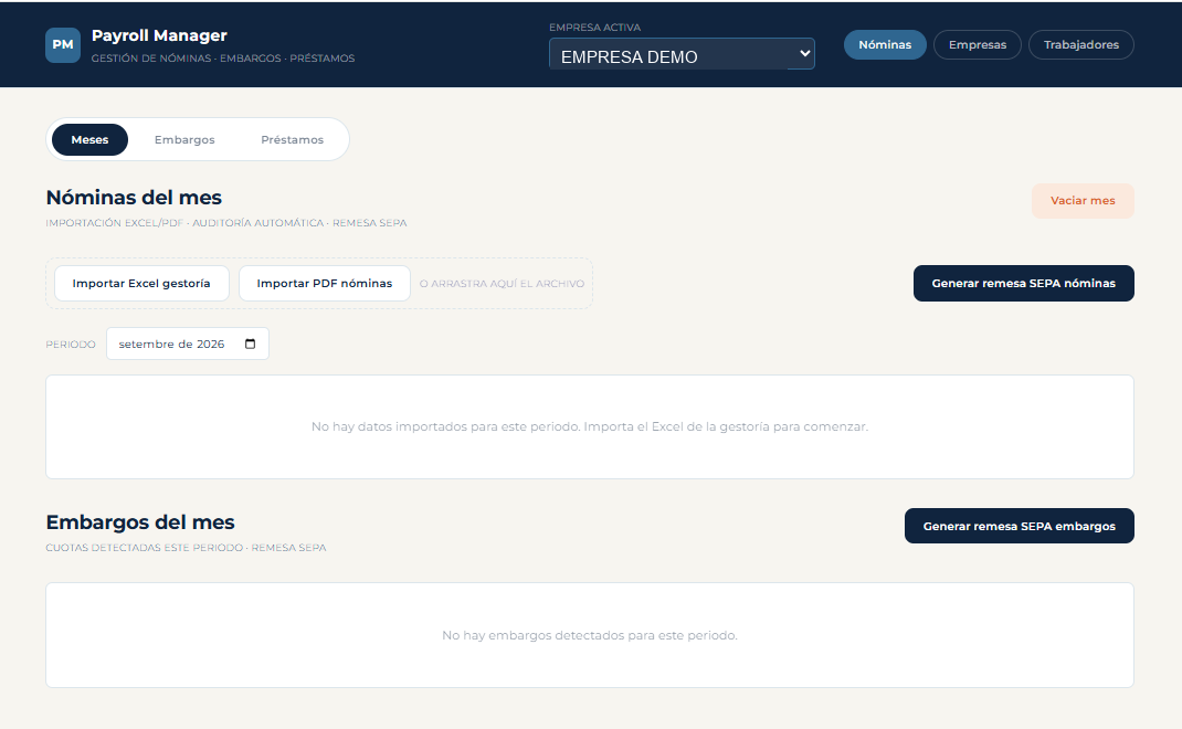 Payroll Manager: gestión de nóminas, embargos y remesas SEPA